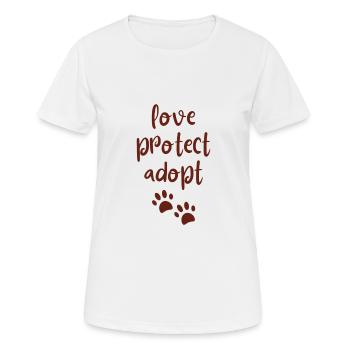 aimer, protéger, adopter - aimer les animaux / animaux de compagnie - T-shirt respirant Femme - blanc - Devant - AI Model Female 172 dark (172cm)