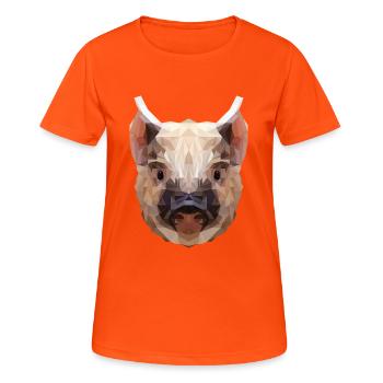 Polygone cochon - T-shirt respirant Femme - orange néon - Devant - AI Model Female 172 dark (172cm)