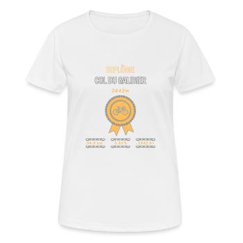 Dîplome Col du Galibier - T-shirt respirant Femme - blanc - Devant - AI Model Female 172 dark (172cm)