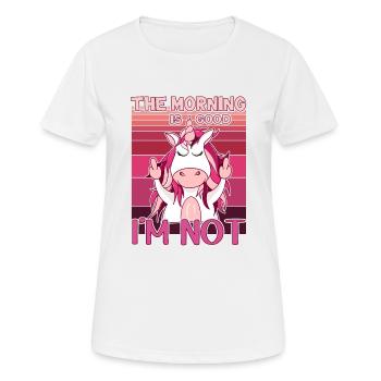 La licorne maléfique montre le majeur. Grouch du matin - T-shirt respirant Femme - blanc - Devant - AI Model Female 172 dark (172cm)