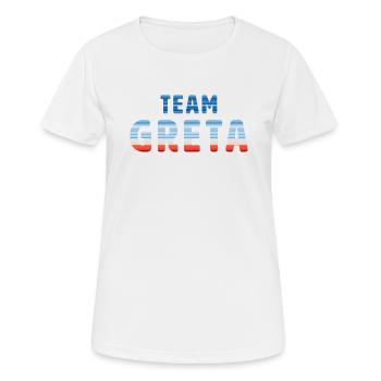Team Greta | Warming Stripes - Frauen T-Shirt atmungsaktiv - Weiß - Vorne - AI Model Female 172 dark (172cm)