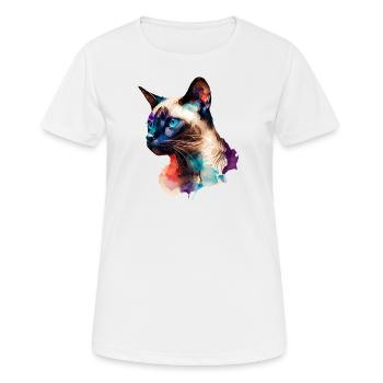 Multi-colored portrait of a Siamese cat Watercolor - Women's Breathable T-Shirt - white - Front - AI Model Female 172 dark (172cm)