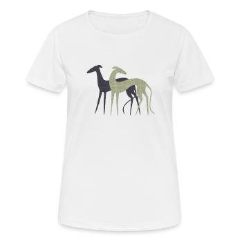 Zwei Windhunde - Frauen T-Shirt atmungsaktiv - Weiß - Vorne - AI Model Female 172 dark (172cm)