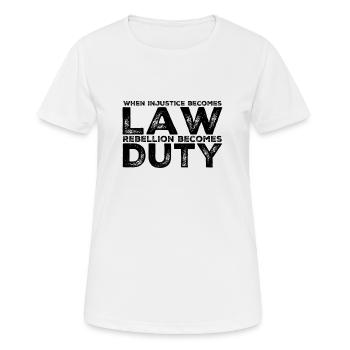 Pflicht der Rebellion - Frauen T-Shirt atmungsaktiv - Weiß - Vorne - AI Model Female 172 dark (172cm)