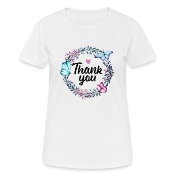 Thank you - Blumenkranz & Herz danke Geschenk Frau - Women's Breathable T-Shirt - white - Front - AI Model Female 172 dark (172cm)