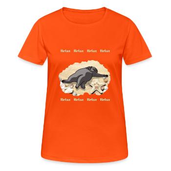 Chat sur la plage - T-shirt respirant Femme - orange néon - Devant - AI Model Female 172 dark (172cm)