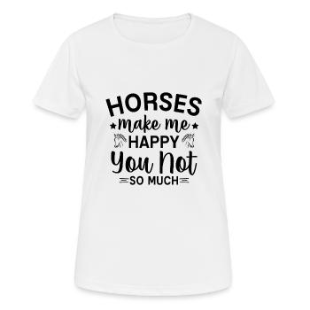 Horses make me happy - Women's Breathable T-Shirt - white - Front - AI Model Female 172 dark (172cm)