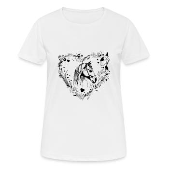 Horse Flowers and Hearts - Women's Breathable T-Shirt - white - Front - AI Model Female 172 dark (172cm)