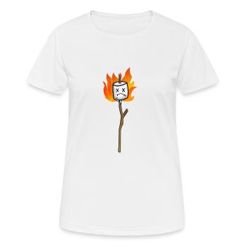 Cute Marshmallow am Spieß in flammen - Frauen T-Shirt atmungsaktiv - Weiß - Vorne - AI Model Female 172 dark (172cm)