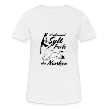 Sylt-Perle in der Nordsee - Frauen T-Shirt atmungsaktiv - Weiß - Vorne - AI Model Female 172 dark (172cm)