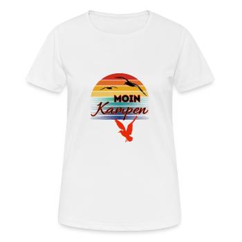 Moin Kampen avec mouette dans le style rétro-Sylt-Kampen - T-shirt respirant Femme - blanc - Devant - AI Model Female 172 dark (172cm)