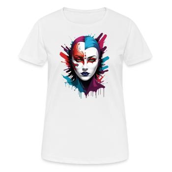 "Chromatic Chic: Die Farbenfrohe Maskenträgerin" - Frauen T-Shirt atmungsaktiv - Weiß - Vorne - AI Model Female 172 dark (172cm)