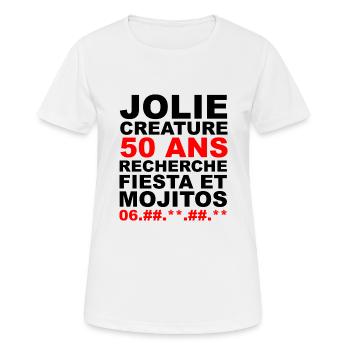 50 ans anniversaire femme - T-shirt respirant Femme - blanc - Devant - AI Model Female 172 dark (172cm)