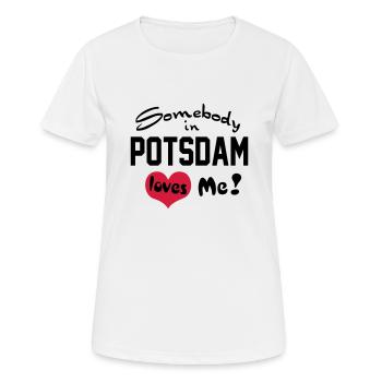 potsdam - Frauen T-Shirt atmungsaktiv - Weiß - Vorne - AI Model Female 172 dark (172cm)
