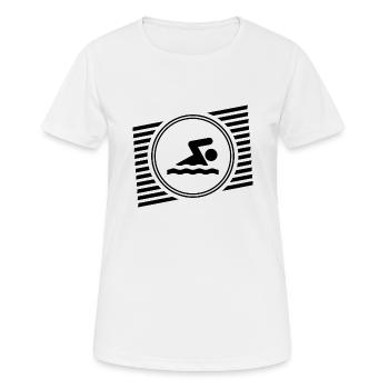 Schwimmen - Frauen T-Shirt atmungsaktiv - Weiß - Vorne - AI Model Female 172 dark (172cm)