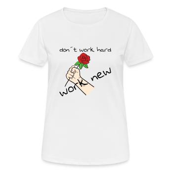 Work New - Frauen T-Shirt atmungsaktiv - Weiß - Vorne - AI Model Female 172 dark (172cm)