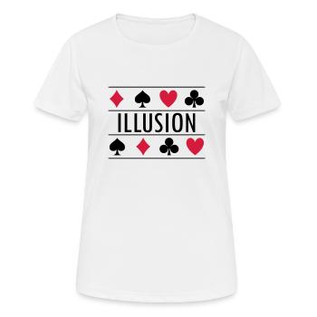 Illusion mit Kartensymbolen - Frauen T-Shirt atmungsaktiv - Weiß - Vorne - AI Model Female 172 dark (172cm)