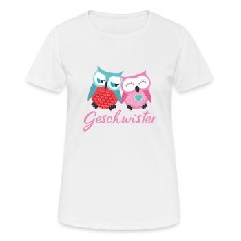 Geschwister Eulen - Frauen T-Shirt atmungsaktiv - Weiß - Vorne - AI Model Female 172 dark (172cm)