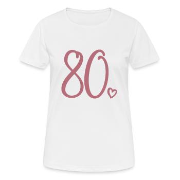 80ème anniversaire Femmes 80 ans Mignon Numéro 80 - T-shirt respirant Femme - blanc - Devant - AI Model Female 172 dark (172cm)