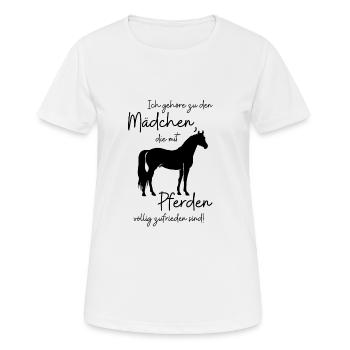 Mit Pferden völlig zufrieden - Frauen T-Shirt atmungsaktiv - Weiß - Vorne - AI Model Female 172 dark (172cm)