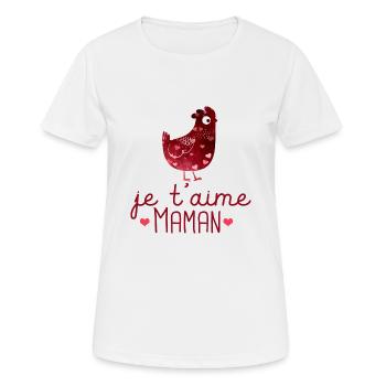 je t aime maman fête des mères cadeau maman - T-shirt respirant Femme - blanc - Devant - AI Model Female 172 dark (172cm)