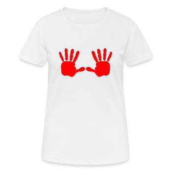 Iran - Main rouge - main de sang - BLOODY HAND - T-shirt respirant Femme - blanc - Devant - AI Model Female 172 dark (172cm)
