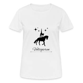 Voltigieren - Frauen T-Shirt atmungsaktiv - Weiß - Vorne - AI Model Female 172 dark (172cm)