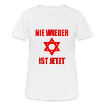 Nie wieder ist jetzt - Frauen T-Shirt atmungsaktiv - Weiß - Vorne - AI Model Female 172 dark (172cm)