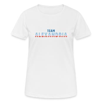Team Alexandria | Warming Stripes - Frauen T-Shirt atmungsaktiv - Weiß - Vorne - AI Model Female 172 dark (172cm)