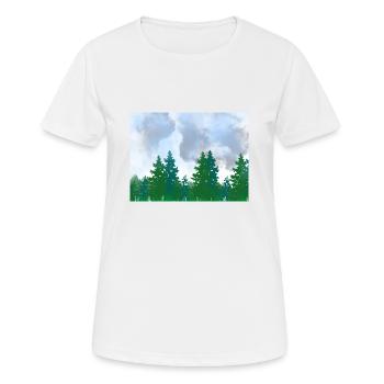 Paysage paysage aquarelle forêt sur un temps nuageux - T-shirt respirant Femme - blanc - Devant - AI Model Female 172 dark (172cm)