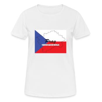 Prag - Hauptstadt mit GPS & Flagge - Frauen T-Shirt atmungsaktiv - Weiß - Vorne - AI Model Female 172 dark (172cm)