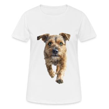 Border Terrier - Frauen T-Shirt atmungsaktiv - Weiß - Vorne - AI Model Female 172 dark (172cm)