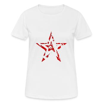 Stern Star Abstrakt Kunst Symbol Zeichen Rot - Frauen T-Shirt atmungsaktiv - Weiß - Vorne - AI Model Female 172 dark (172cm)