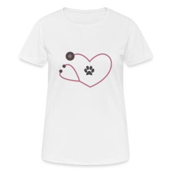 Animal Physician Veterinarian Stethoscope - Women's Breathable T-Shirt - white - Front - AI Model Female 172 dark (172cm)