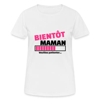 bientôt maman - T-shirt respirant Femme - blanc - Devant - AI Model Female 172 dark (172cm)