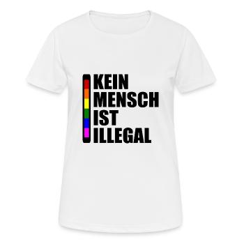 Kein mensch ist illegal - Frauen T-Shirt atmungsaktiv - Weiß - Vorne - AI Model Female 172 dark (172cm)