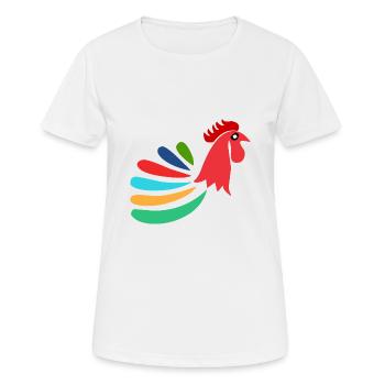 ROOSTER. HEN. CHICK. ANIMAL. ANIMALS. NATURE - Women's Breathable T-Shirt - white - Front - AI Model Female 172 dark (172cm)