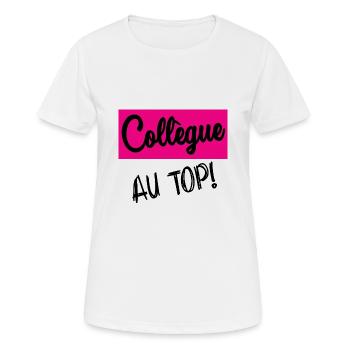 COLLEGUE - T-shirt respirant Femme - blanc - Devant - AI Model Female 172 dark (172cm)