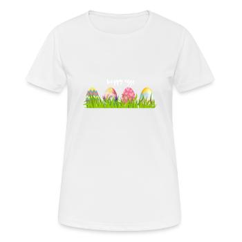Oeufs de Pâques colorés dans une prairie - T-shirt respirant Femme - blanc - Devant - AI Model Female 172 dark (172cm)