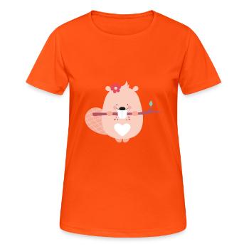 BEAVER GIRL - Frauen T-Shirt atmungsaktiv - Neonorange - Vorne - AI Model Female 172 dark (172cm)