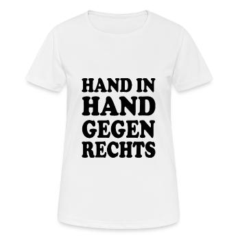 Hand in hand gegen rechts - Frauen T-Shirt atmungsaktiv - Weiß - Vorne - AI Model Female 172 dark (172cm)