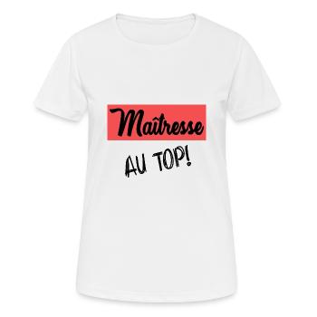 MERCI MAÎTRESSE - T-shirt respirant Femme - blanc - Devant - AI Model Female 172 dark (172cm)
