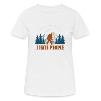 I hate people Hiking Hiking Nature Nature - Women's Breathable T-Shirt - white - Front - AI Model Female 172 dark (172cm)