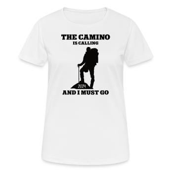 Jakobsweg 2024 Pilger Reise Wander Pilgern Wandern - Frauen T-Shirt atmungsaktiv - Weiß - Vorne - AI Model Female 172 dark (172cm)