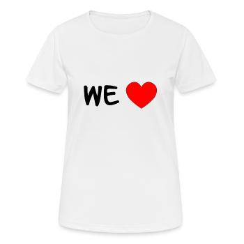 We Love - Frauen T-Shirt atmungsaktiv - Weiß - Vorne - AI Model Female 172 dark (172cm)