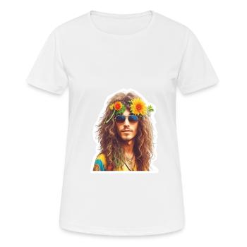 Hippie - Frauen T-Shirt atmungsaktiv - Weiß - Vorne - AI Model Female 172 dark (172cm)