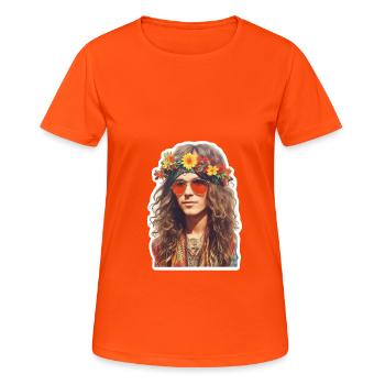 Hippie - T-shirt respirant Femme - orange néon - Devant - AI Model Female 172 dark (172cm)