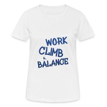 klettern, abseilen, climbing - Frauen T-Shirt atmungsaktiv - Weiß - Vorne - AI Model Female 172 dark (172cm)