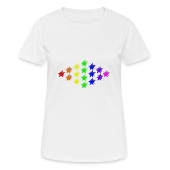 Sterne bunt Regenbogen Geschenkidee - Frauen T-Shirt atmungsaktiv - Weiß - Vorne - AI Model Female 172 dark (172cm)