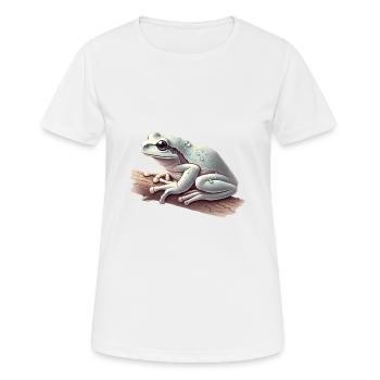 Realistischer Laubfrosch mit Wassertropfen - Frauen T-Shirt atmungsaktiv - Weiß - Vorne - AI Model Female 172 dark (172cm)